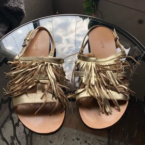 Boho gold fringe summer sandals
